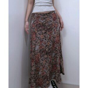 Floral Vintage Button-up Maxi Skirt